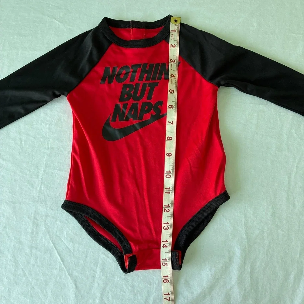 Nike Dri-FIT Baby Bodysuit Red Black Nothin But Naps Long Sleeve 12M J238-023